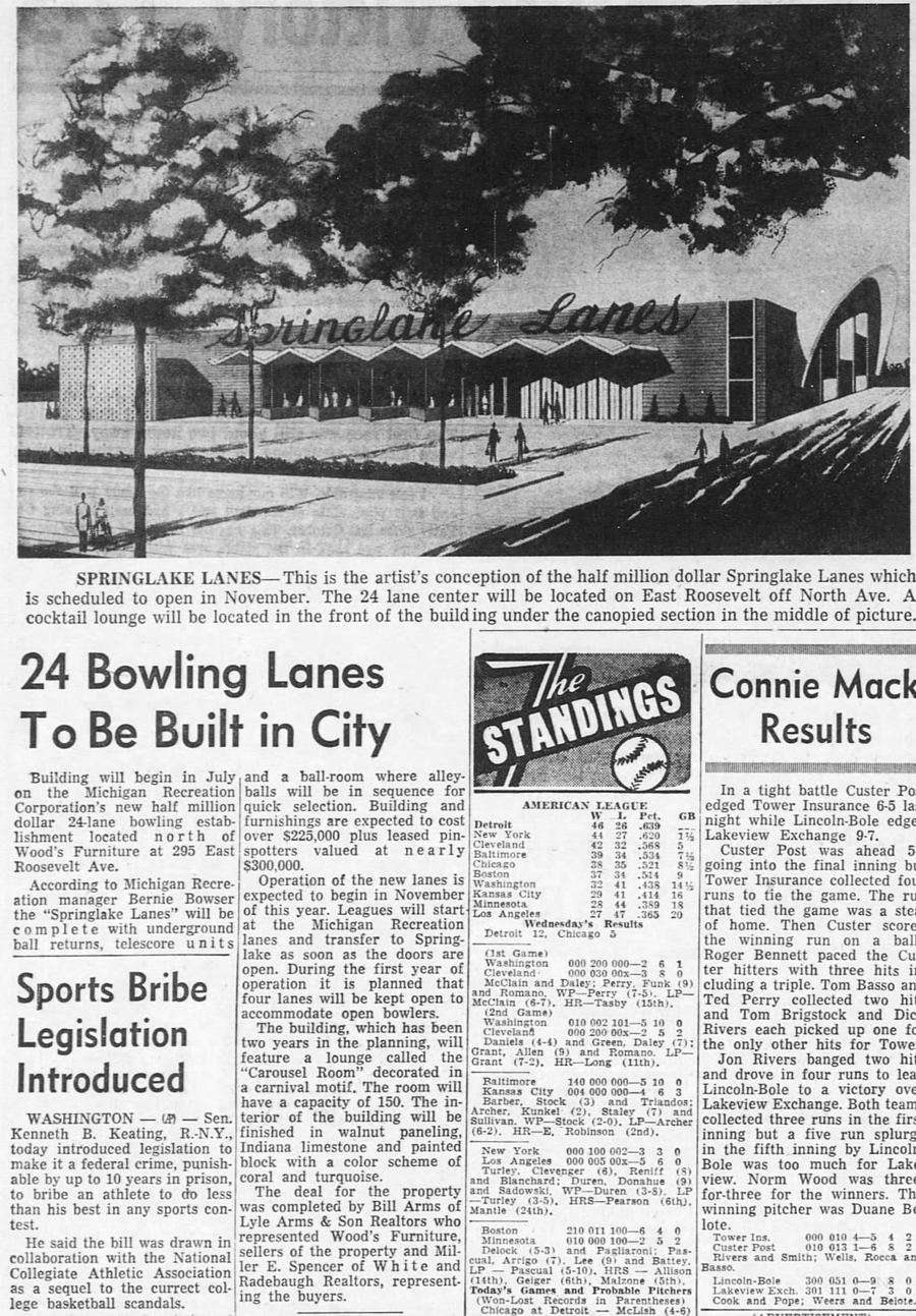Springlake Lanes - June 1961 Opening Article (newer photo)